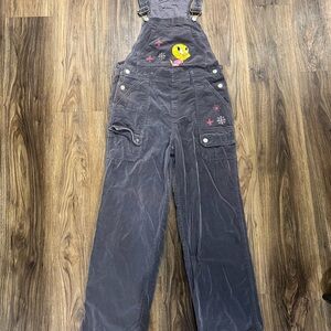 Vintage 1999 Looney Tunes Tweety Bird Gray Corduroy Overalls Size 14 Youth